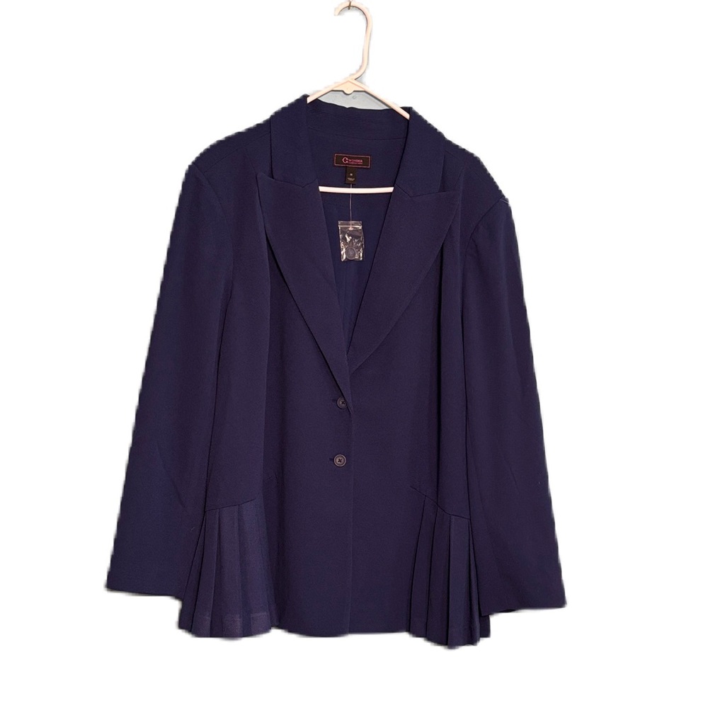 C. Wonder Deep Blue Women's Pleated Ruffled Blazer Size 1X